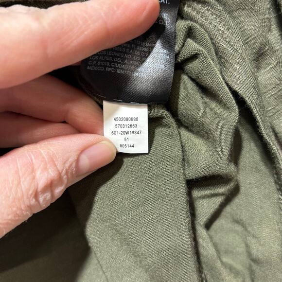 White House Black Market Olive Green Shimmer Long Sleeve Top SP Small Petite - Picture 6 of 9